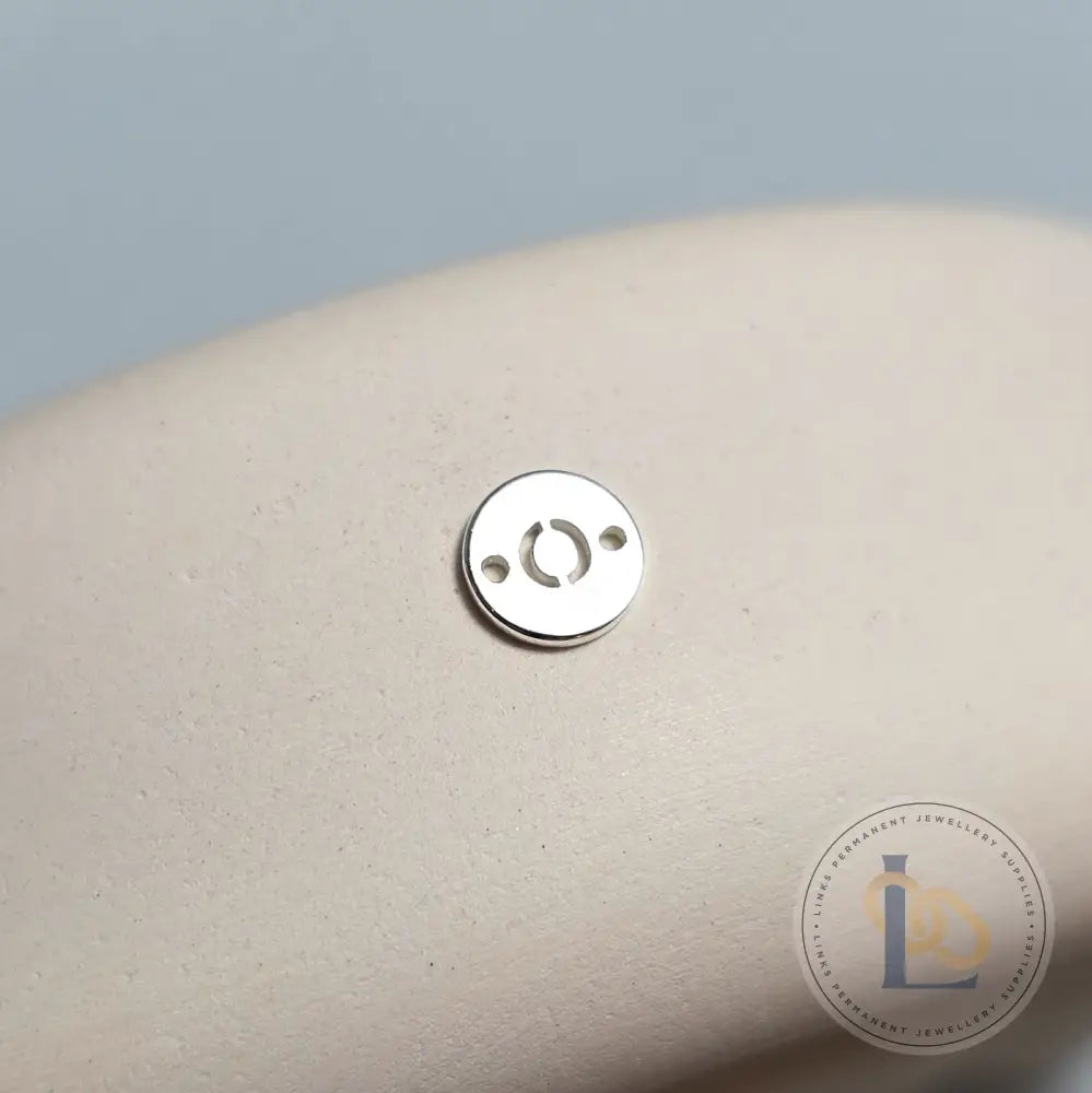 Sterling Silver Round Initial Connector Charm - Links Permanent Jewellery Supplies