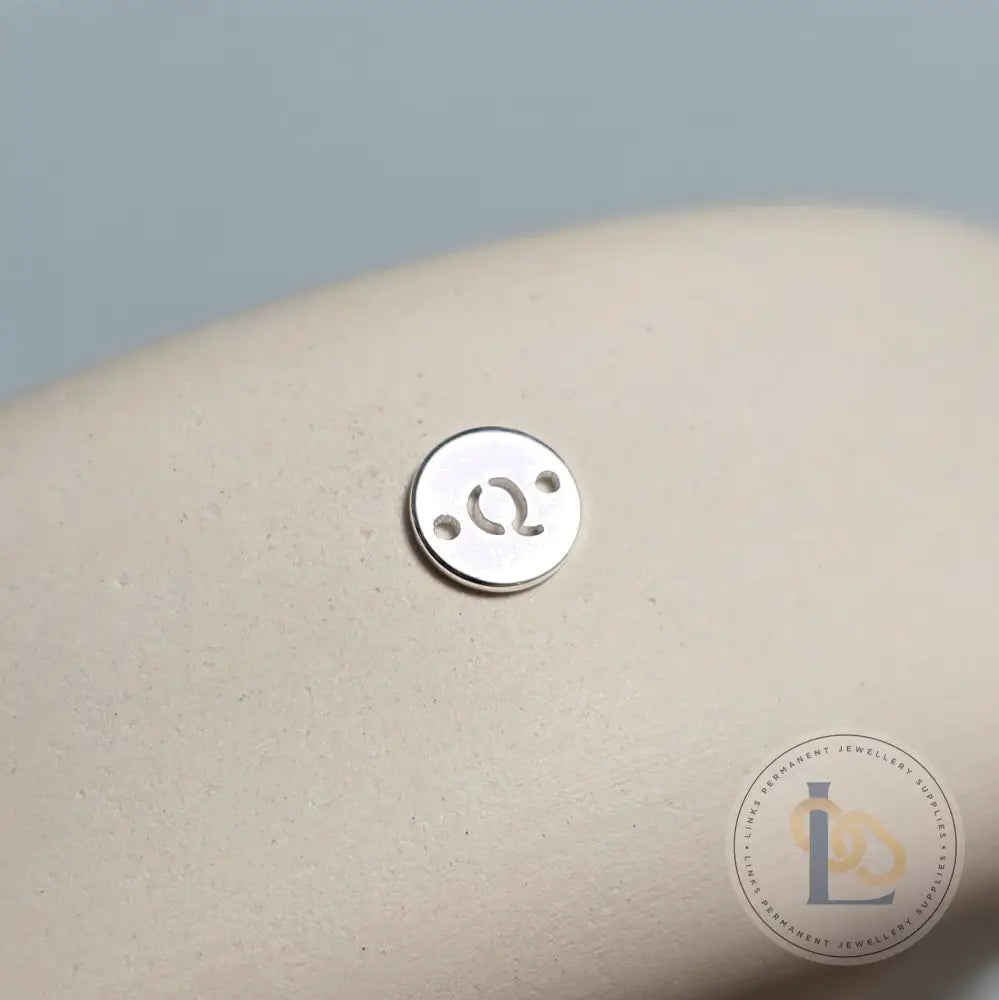Sterling Silver Round Initial Connector Charm - Links Permanent Jewellery Supplies