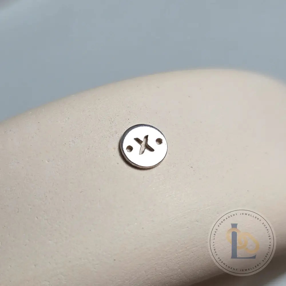 Sterling Silver Round Initial Connector Charm - Links Permanent Jewellery Supplies