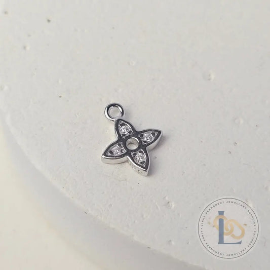 Sterling Silver Star Petal CZ Pendant Charm Charms