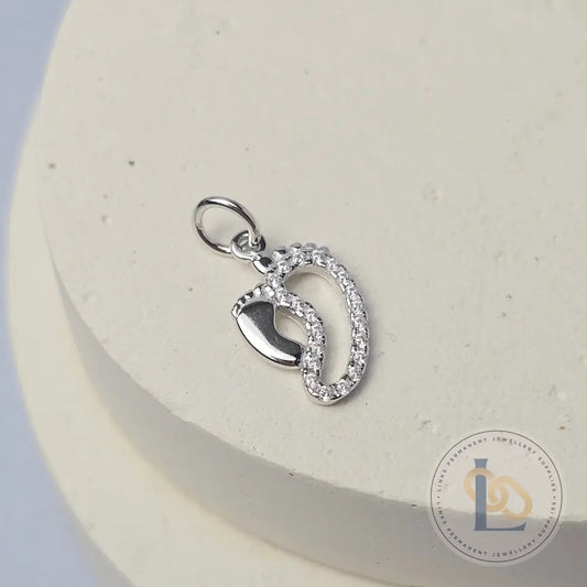 Sterling Silver Tiny Toes CZ Pendant Charm Charms