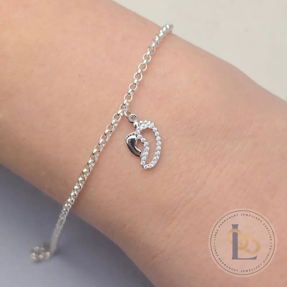 Sterling Silver Tiny Toes CZ Pendant Charm Charms