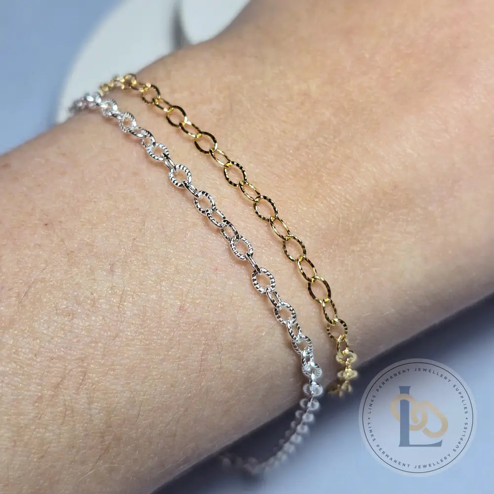 14K Gold Filled Textured Oval Cable Chain