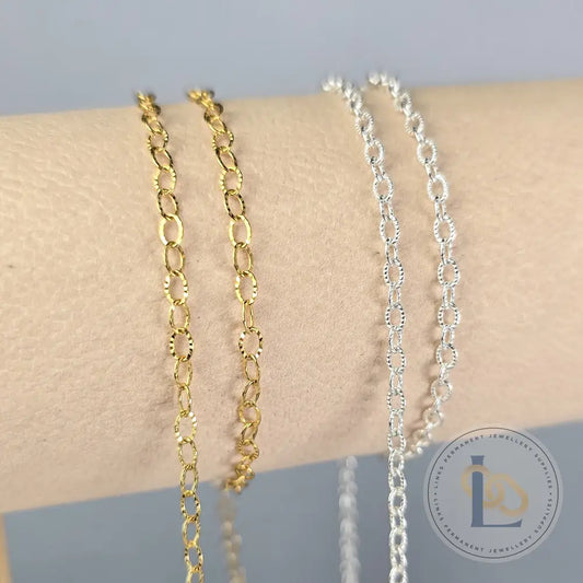 Textured Oval Cable Chain - 14K Gold Filled & 925 Sterling Silver