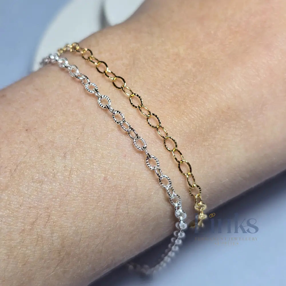 14K Gold Filled Textured Oval Cable Chain
