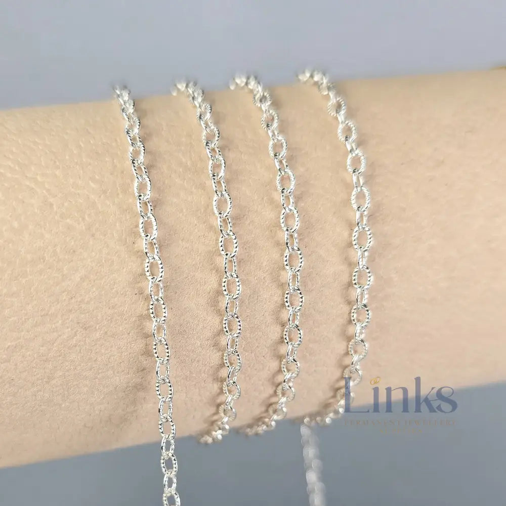 Textured Oval Cable Chain - 14K Gold Filled & 925 Sterling Silver 925 Sterling Silver 2.6mm / 1 Meter