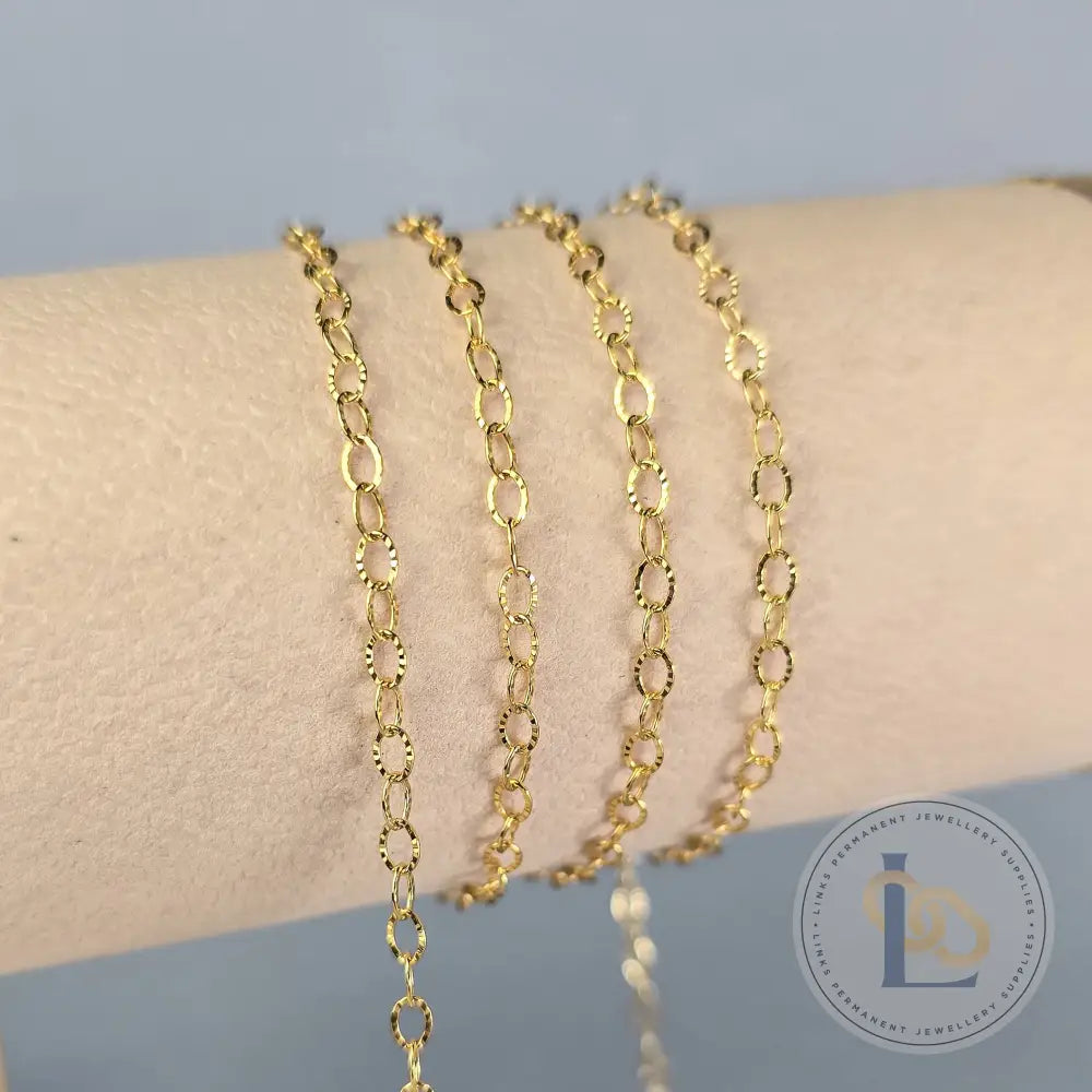 Textured Oval Cable Chain - 14K Gold Filled & 925 Sterling Silver Gold Filled 2.9mm / 1 Meter