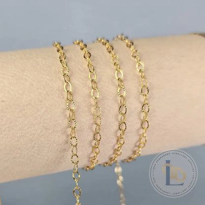 Textured Oval Cable Chain - 14K Gold Filled & 925 Sterling Silver Gold Filled 2.9mm / 1 Meter